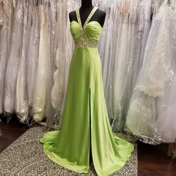 Lime Green Bejeweled Pageant Dress